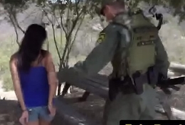 Fake corps agent arrests hot brunette Latin babe and bangs will not hear of stained pussy hard